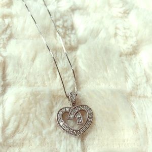 14K White Gold Diamond Heart Necklace